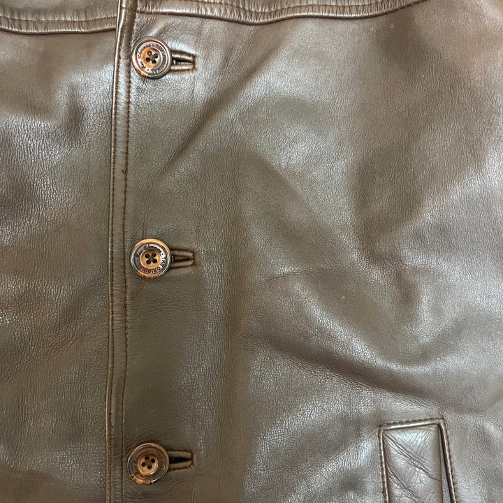 #1868 Unknow old clothes/Leather jacket/front button leather jacket/size M