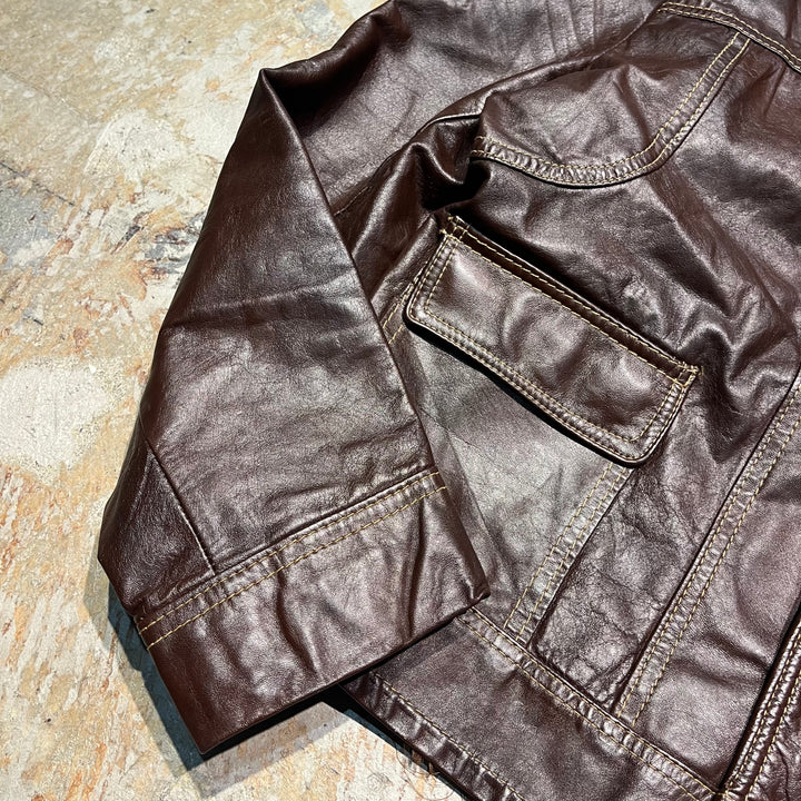 #3317 古着 Unknow/Leather Trucker Jacket/レザートラッカージャケット/サイズL