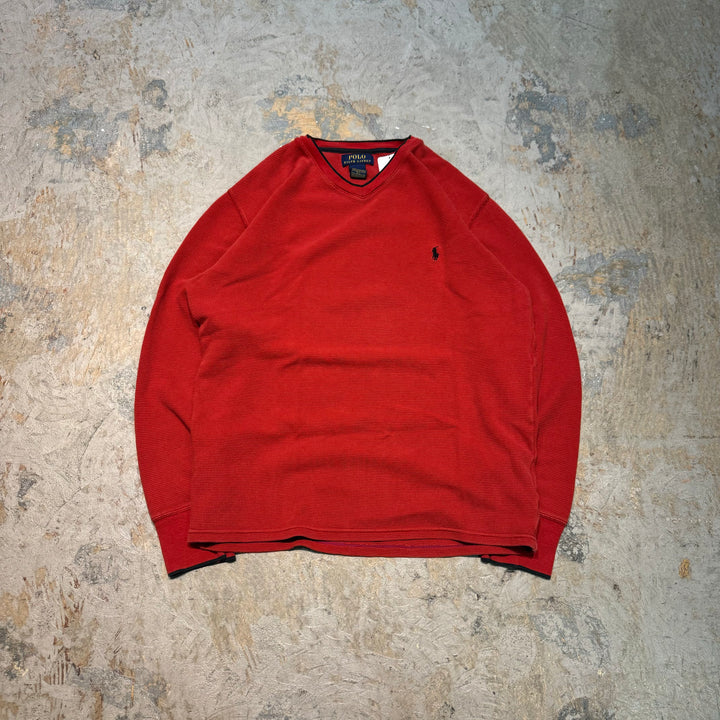 중고 의류 Polo Ralph Lauren/Polo Ralph Lauren/V-Neck Waffle Long Sleeve T-Shirt/Size M