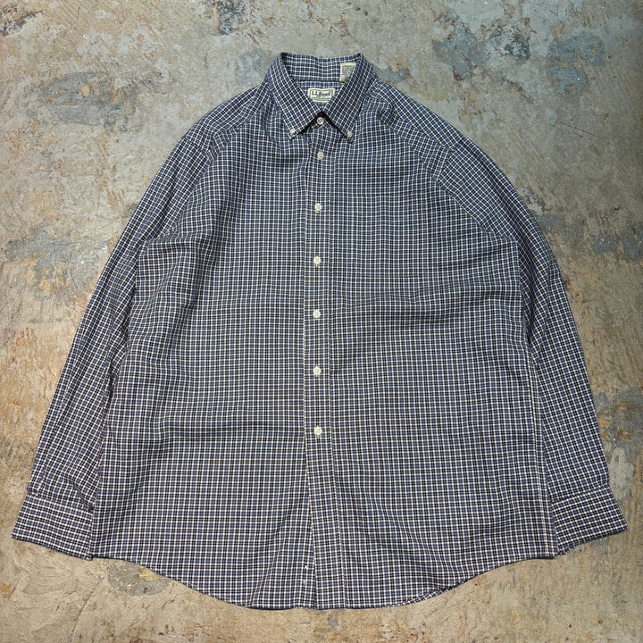 旧衣服l.l.bean / elbean /纽扣长袖衬衫/格子图案/尺寸L