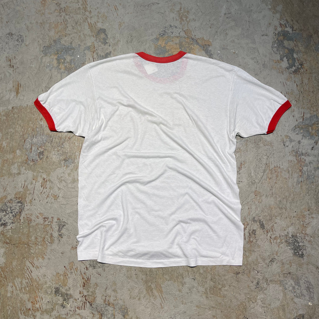 #4470 古着 90's Vintage/short sleeve Print Ringr t-shirt Tee/半袖プリントリンガーTシャツ/サイズL-XL相当