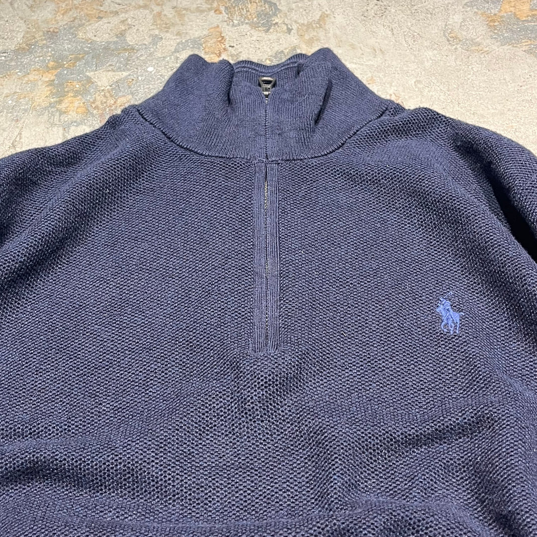 #3895 古着 POLO by Ralph Lauren/ポロバイラルフローレン/Cotton Knit Half Zip Sweaterコットンニットハーフジップ/サイズM