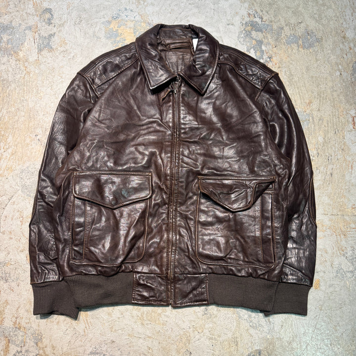 古着 USAVINTAGE/ジップアップレザージャケット/ サイズL