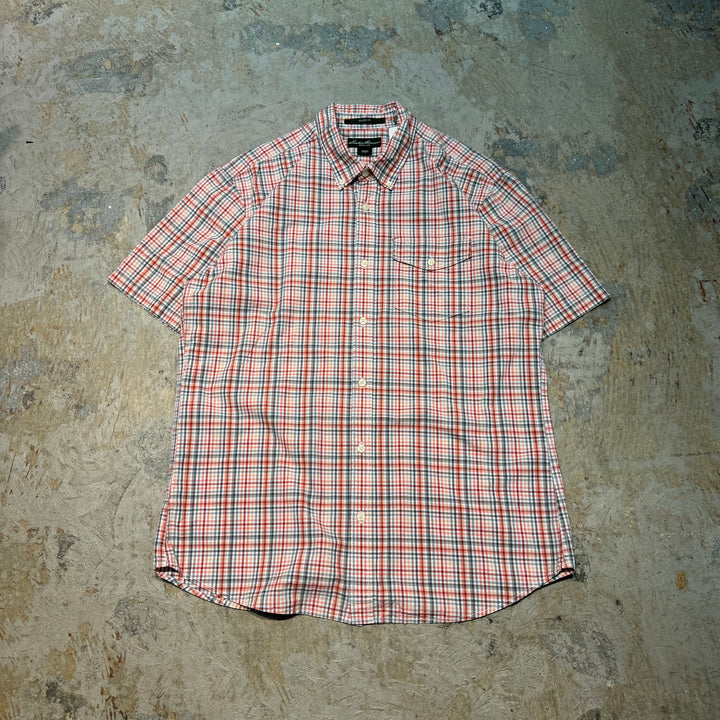 古着 EDDIE BAUER/ エディバウアー/ チェック柄/ ボタンダウン半袖シャツ/ サイズL