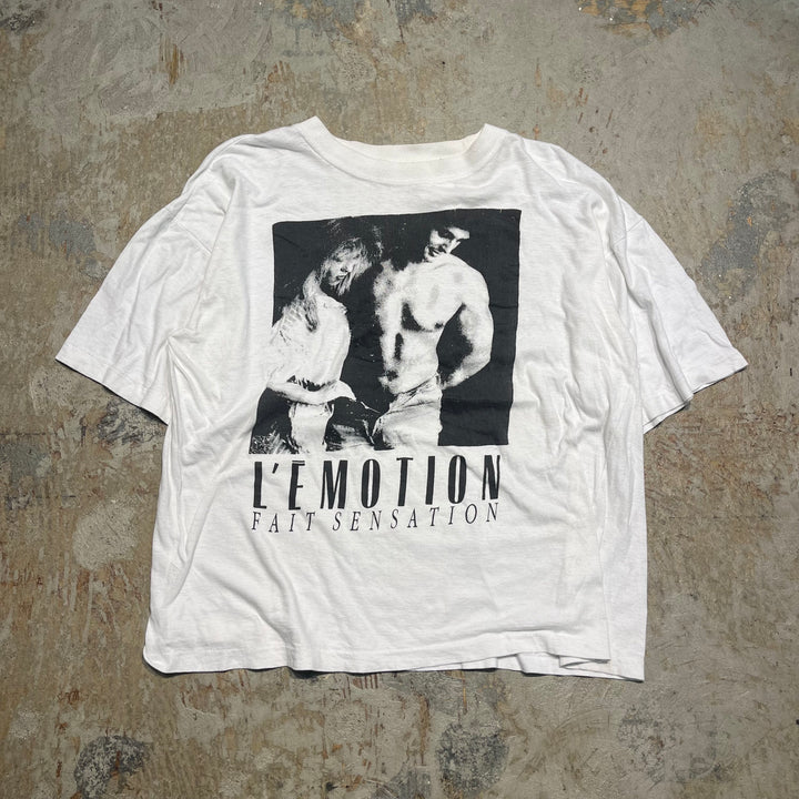 古着 L'EMOTION/FAIT SENSATION/ヴィンテージ シングルステッチ プリントTシャツ/サイズM-L相当