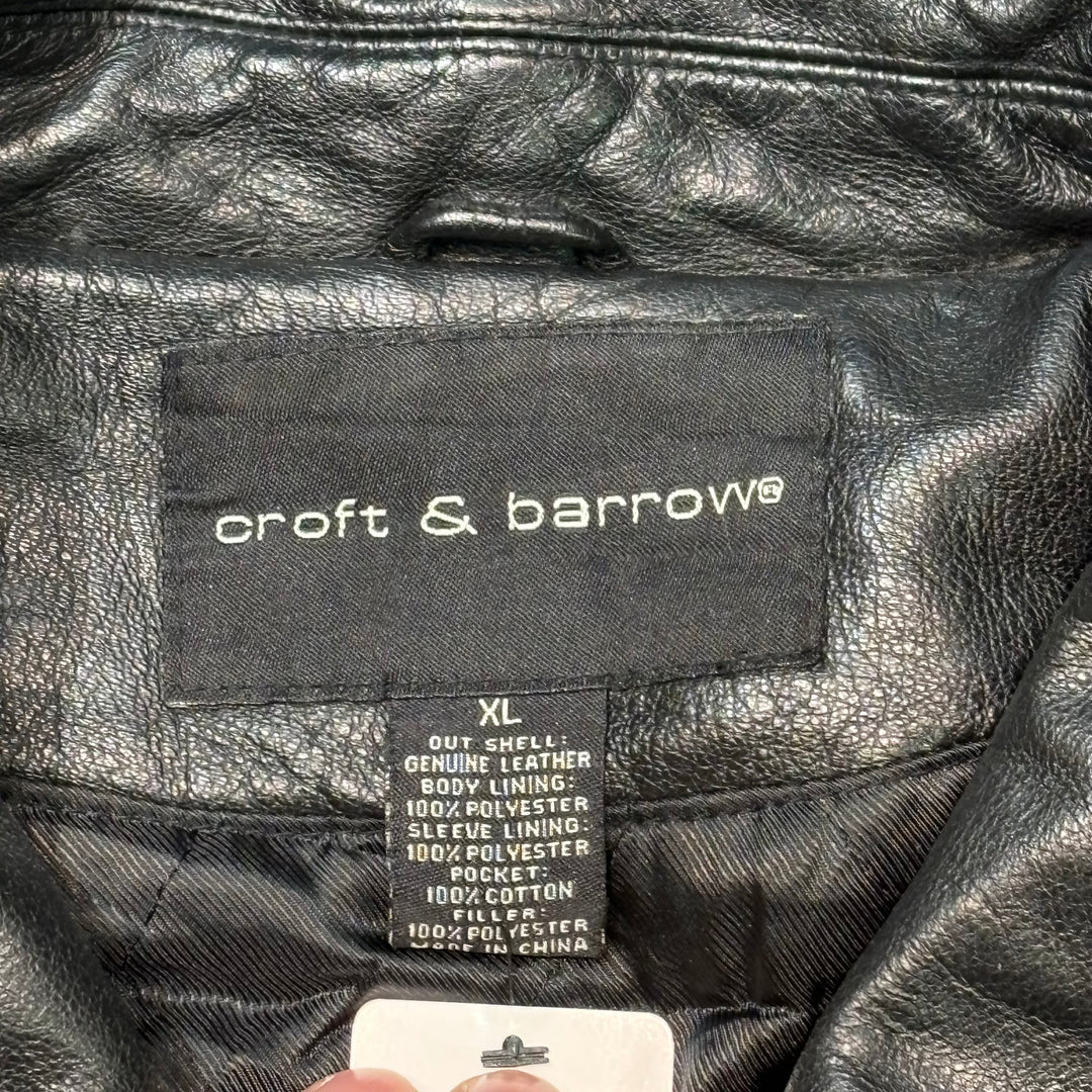 古着 CROFT&BARROW/ クラフトアンドバロー/ジップアップレザージャケット/短丈/サイズXL