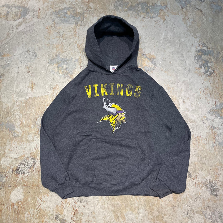 #4113 古着 NFL TEM APPAREL/Print Pullover Parker/プリントパーカー/VIKINGS/NFL/サイズL