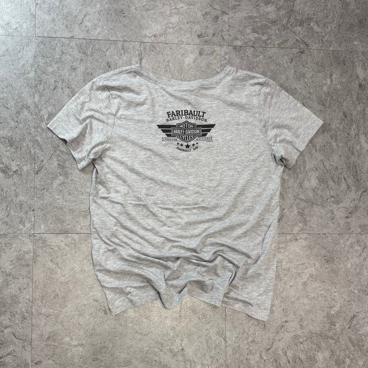 古着 Harley-Davidson ハーレーダビッドソン プリントTシャツ レディース Y2K Vネック サイズL
