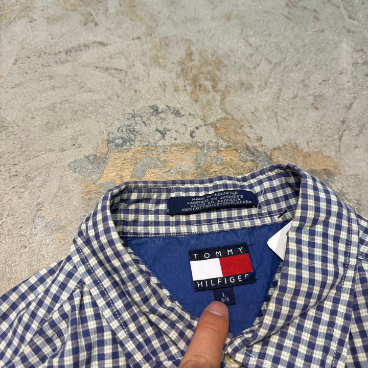 古着 TOMMY HILFIGER/ トミーヒルフィガー/  ボタンダウン半袖シャツ/ チェック柄/ サイズL