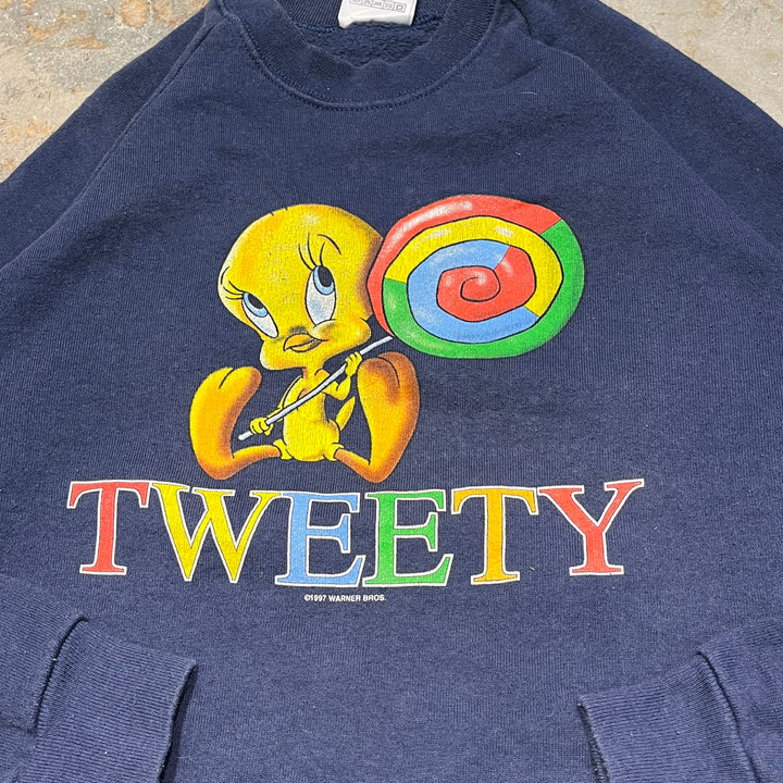 #3936 古着 unknow/Crew neck sweat/クルーネックスウェット/TWEETY/サイズM相当