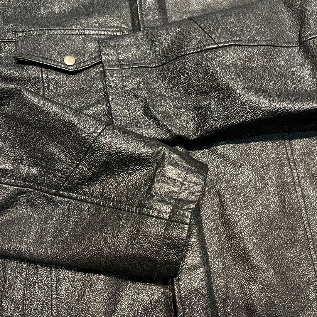 #1901  古着 Unknow/Leather jacket/フロントボタンレザージャケット/サイズ2XL