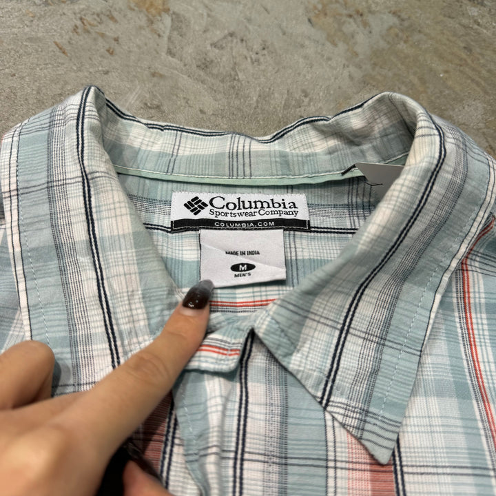 중고 의류 Columbia/ Columbia/ Short Sleeve Shirt/ Checkered Pattern/ Remake/ Size M