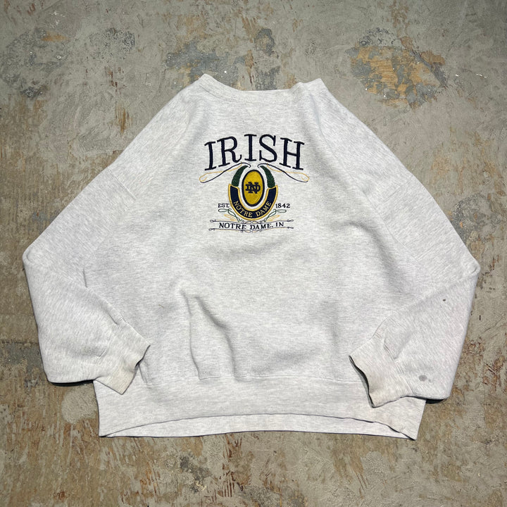 #3949 古着 unknow/Crew neck sweat/クルーネックスウェット/IRISH NOTRE DAME/カレッジロゴ/サイズXXL