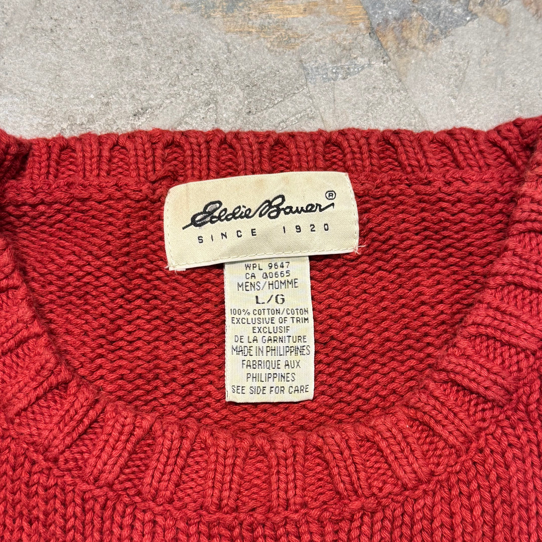 古着 90's~ Eddie Bauer/ エディーバウアー/ クルーネックニットセーター/ サイズL