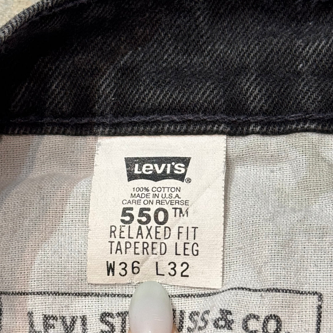 미국에서 만든 중고 의류 95의 Levi 's / Levi's / Black Denim 바지 / 550 / 실제 크기 33 x 31