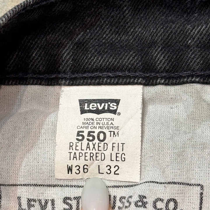 미국에서 만든 중고 의류 95의 Levi 's / Levi's / Black Denim 바지 / 550 / 실제 크기 33 x 31