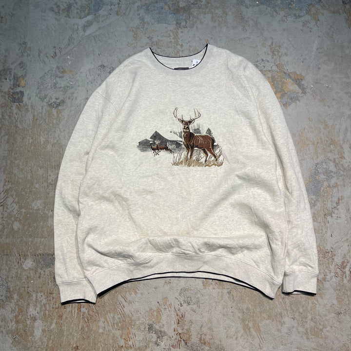 #2079 古着 Unknow/Crew Neck Sweat/クルーネックスウェット/刺繍ロゴ/アニマル刺繍/サイズLT