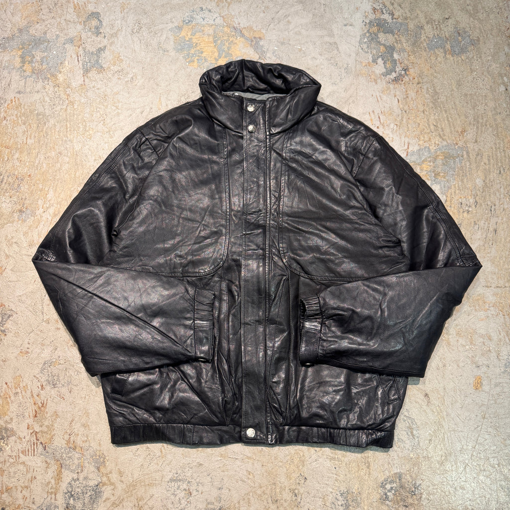 古着 80's EddieBauer/エディーバウアー/本革ジップアップレザー