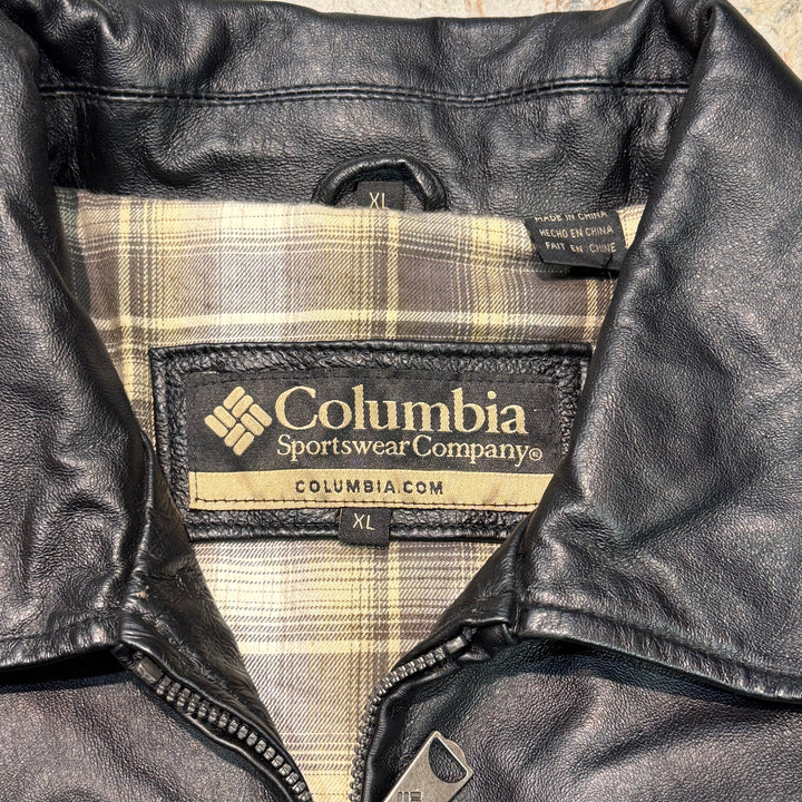 古着 COLUMBIA/ コロンビア/ 本革ジップアップレザージャケットジャケット/ 牛革/ サイズXL