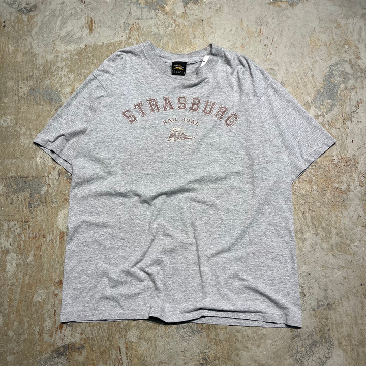 古着 USA製 STRASBURG/ストラスブルグ/鉄道/ヴィンテージ シングルステッチ プリントTシャツ/サイズXL