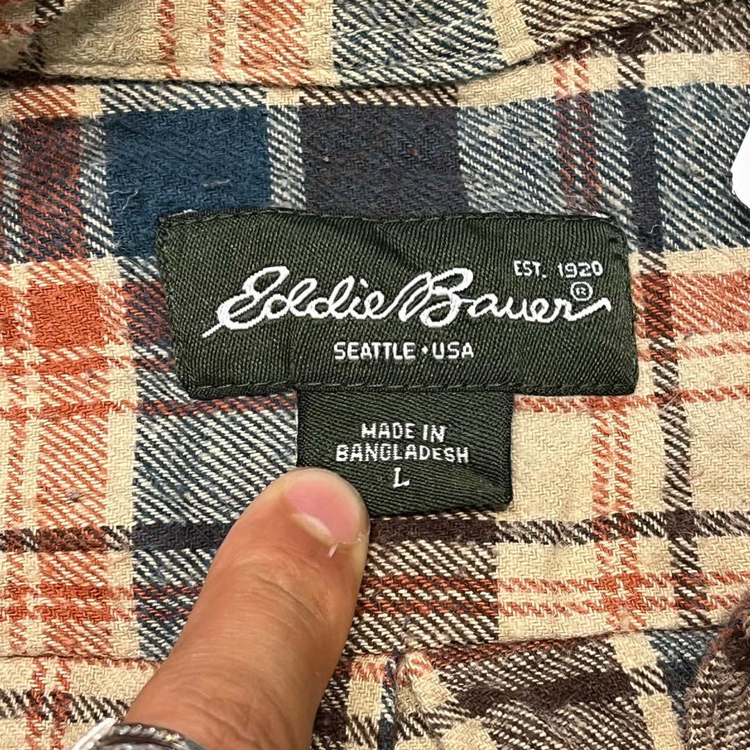 古着 Eddie Bauer/ エディー･バウアー/ コットンネルシャツ/ チェック柄/ リメイク/ サイズL