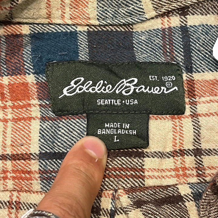 古着 Eddie Bauer/ エディー･バウアー/ コットンネルシャツ/ チェック柄/ リメイク/ サイズL