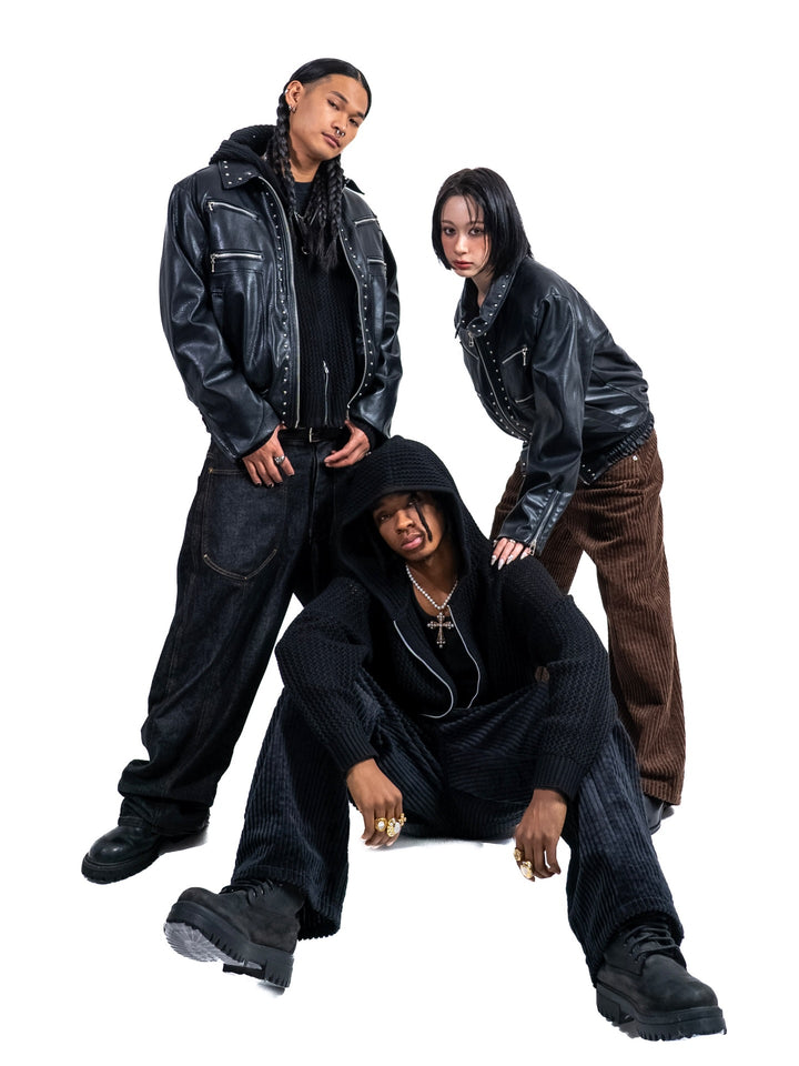 メッシュニットジップフーディー