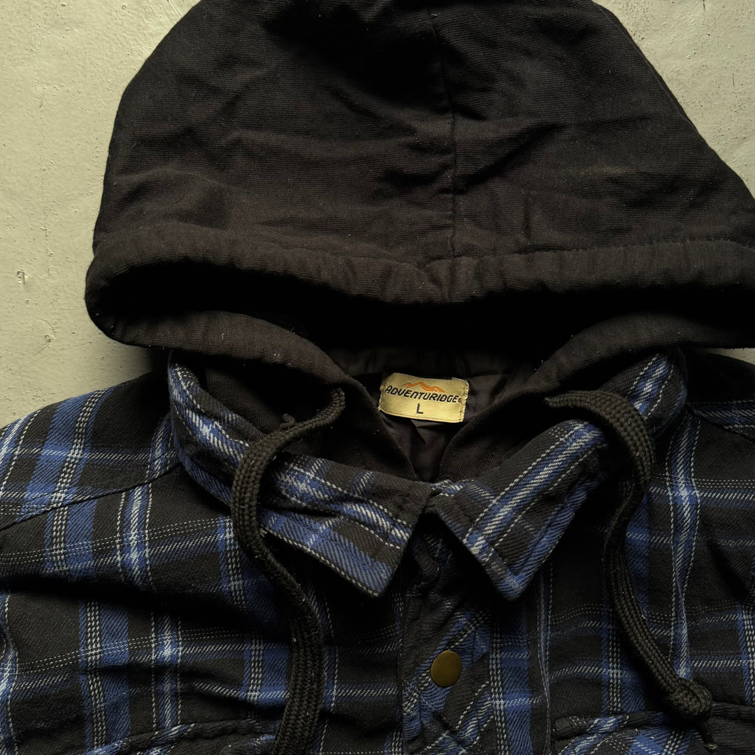 古着 USAVINTAGE/ フード付きフランネルシャツ/ チェック柄/ サイズL