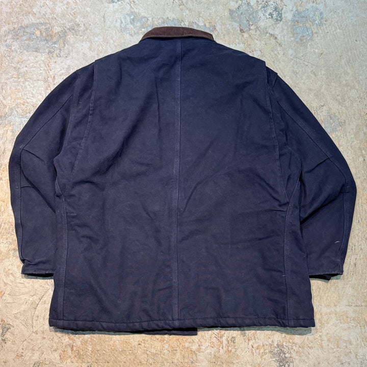 미국에서 만든 중고 의류 Carhartt/ 전통적인 코트/ 오리 직물/ 기업 로고/ 퀼트 안감/ 크기 XL