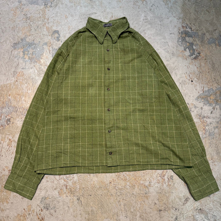 古着 St.JOHN'S BAY/ セントジョーンズベイ/ 長袖短丈リメイクシャツ/ チェック柄/サイズL