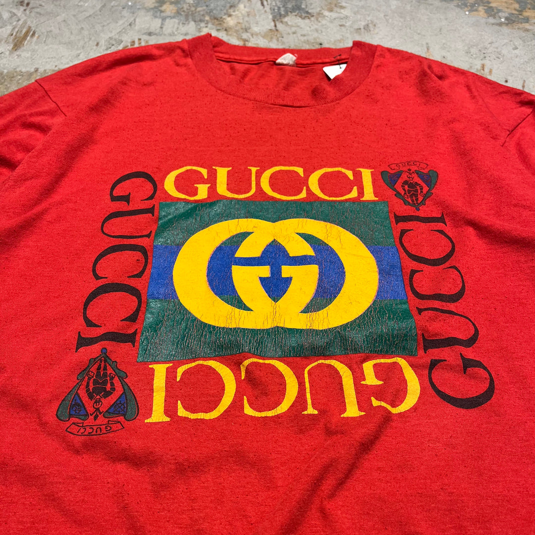 古着 80's USA製 スクリーン スターズ / GUCCI boot leg /ヴィンテージ シングルステッチ プリントTシャツ/サイズxl