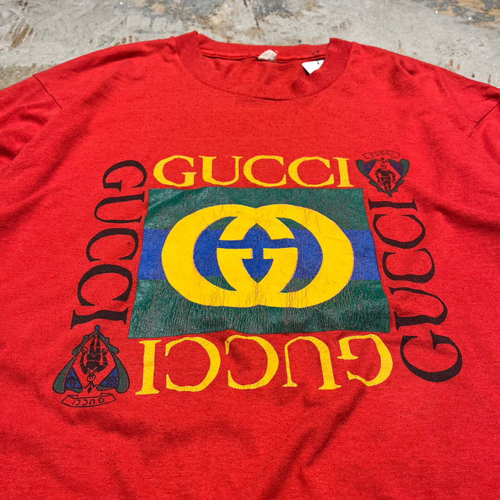 古着 80's USA製 スクリーン スターズ / GUCCI boot leg /ヴィンテージ シングルステッチ プリントTシャツ/サイズxl