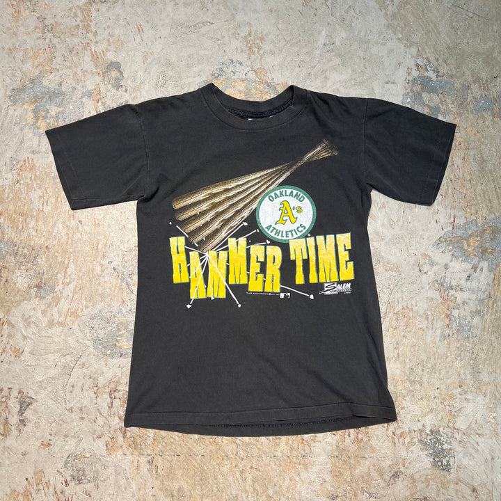 古着 USA製 90's MLB / オークランド・アスレチックス / HAMMER TIME / ヴィンテージ シングルステッチ プリントTシャツ/サイズS