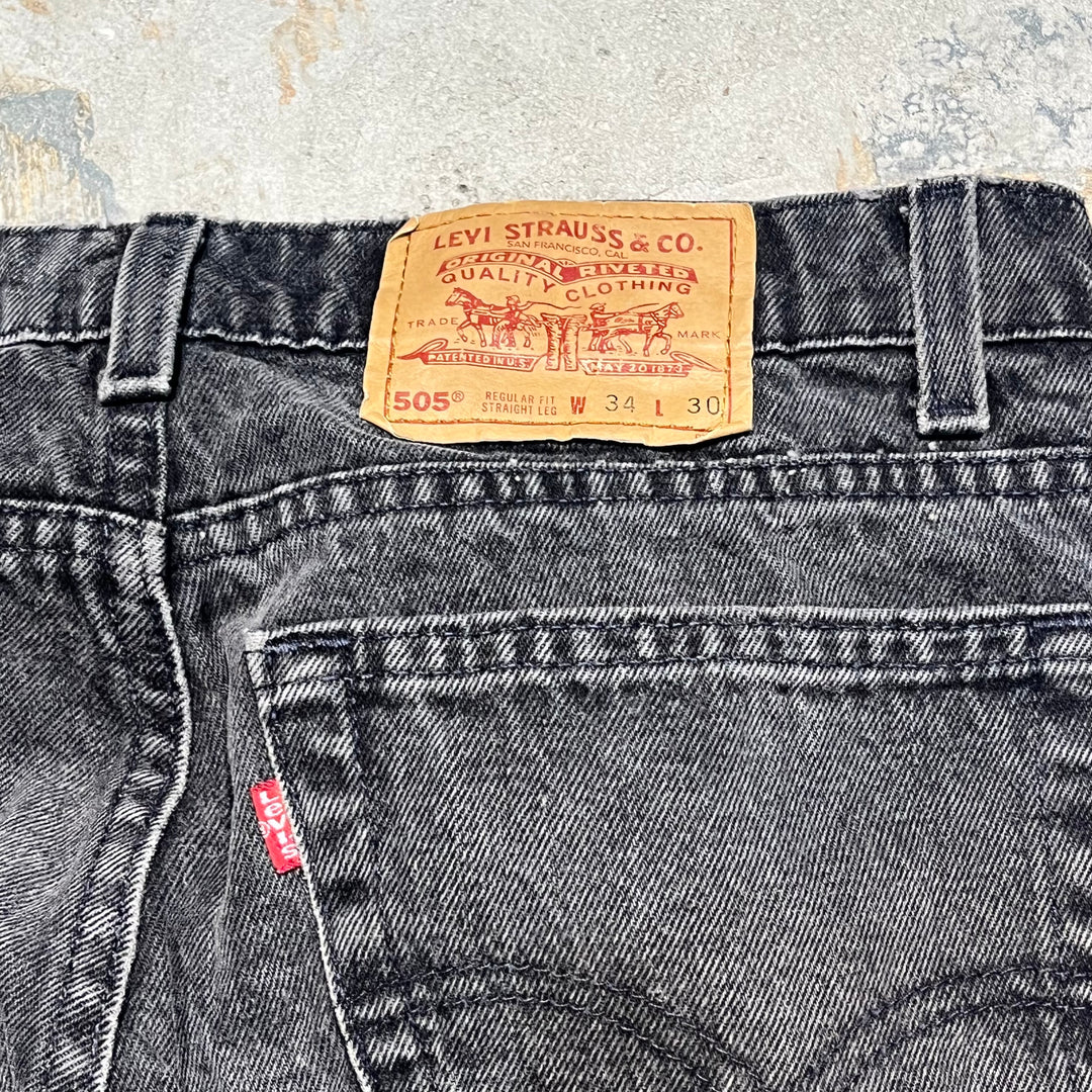 #4195 古着 Levi's/リーバイス/Black Denim Pants/ブラックデニムパンツ/505/MADE IN U.S.A/サイズ34×30