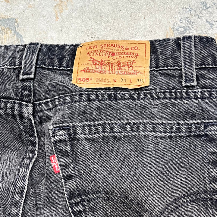 #4195 古着 Levi's/リーバイス/Black Denim Pants/ブラックデニムパンツ/505/MADE IN U.S.A/サイズ34×30