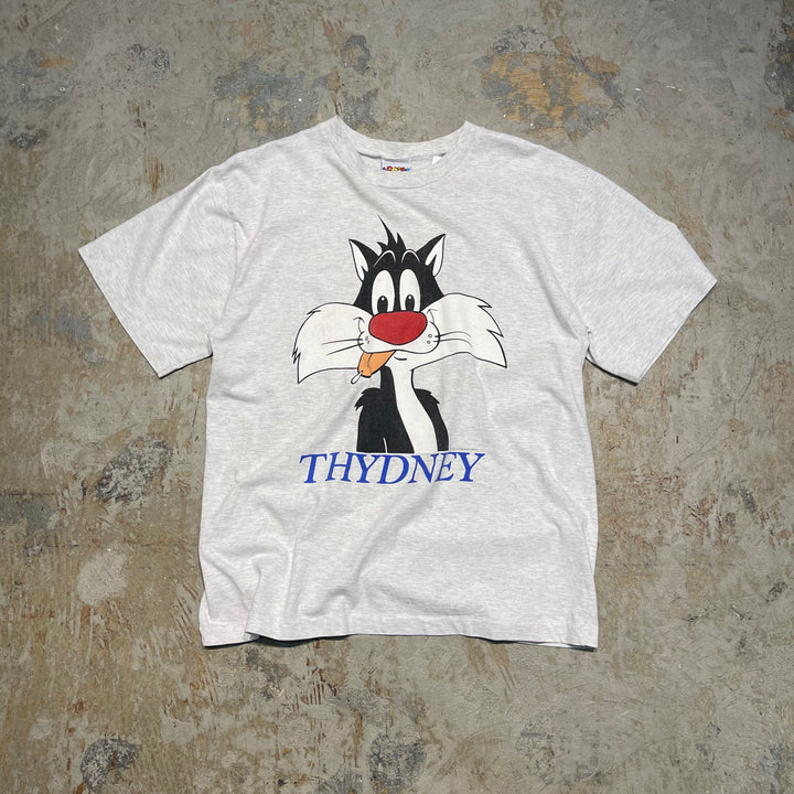 #4592 古着 LOONEY TUNES/short sleeve print t-shirt Tee/半袖プリントTシャツ/シングルステッチ/シルベスタープリント/サイズL