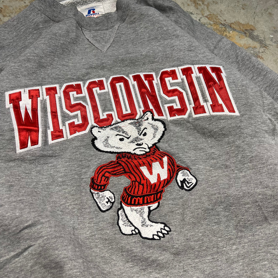 #4020 古着 Russell Athletic/ラッセル アスレチック/College Sweat Shirts/カレッジロゴスウェット/WISCONSIN/ウィスコンシン大学/Bucky Badger/アナグマ･バッキー/サイズM