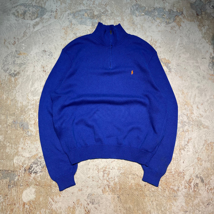 #3330 古着 Polo Ralph Lauren/ポロラルフローレン / Half Zip Cotton Knit Sweater/ハーフジップ コットンニット セーター / サイズXXL