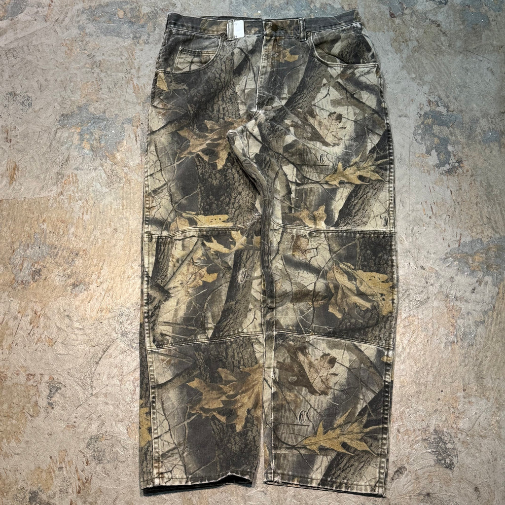 【ラングラー】リアルツリーパンツ　ダブルニー　32×34 美品　人気古着　j W34×L32】wrangler リアルツリーパンツ ダブルニー 切りっぱなし