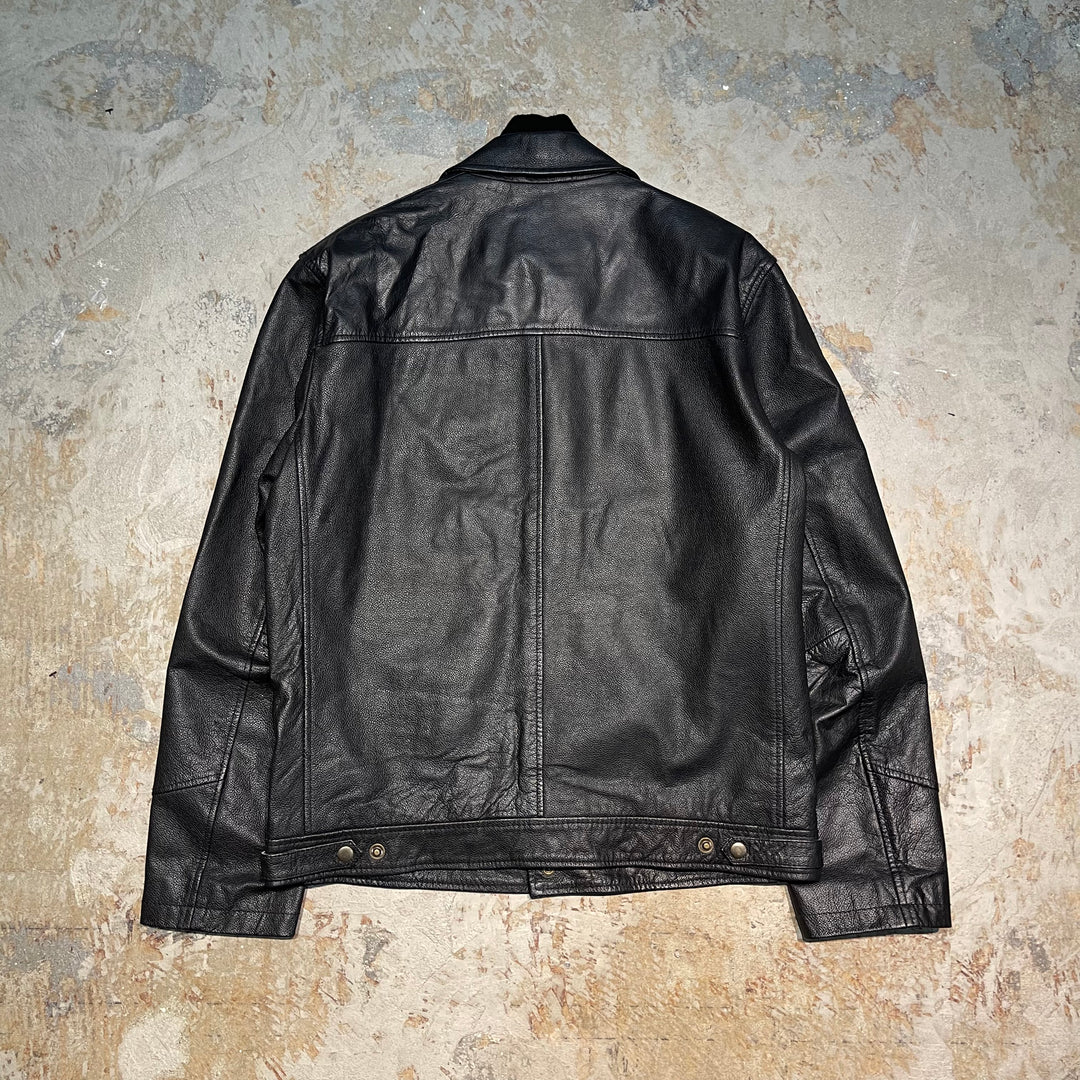 #1901  古着 Unknow/Leather jacket/フロントボタンレザージャケット/サイズ2XL