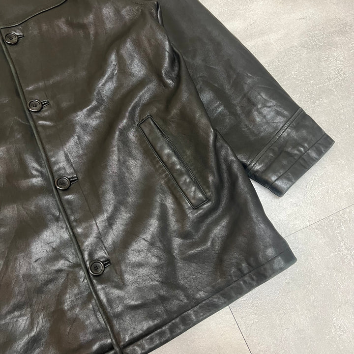 #1857 Unknow 古着/Leather jacket/フロントボタンレザージャケット/サイズM