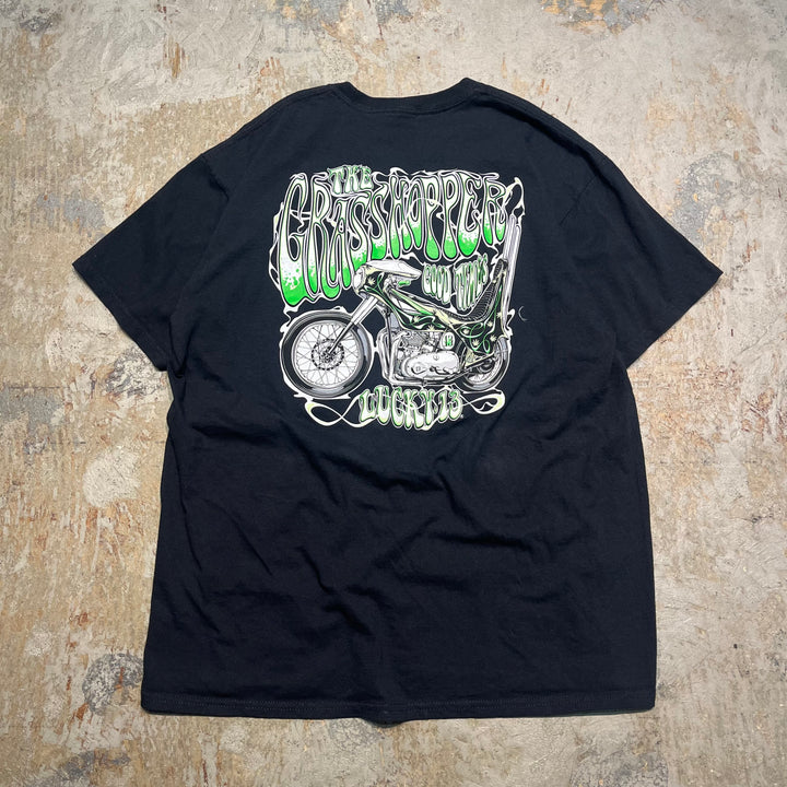 古着 LUCKY 13 GOOD TIMES/THE GRASS HOPPER/バイク/プリント Tシャツ/サイズXL