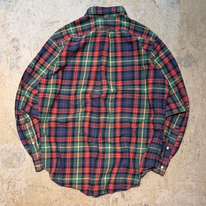 古着 90's POLO by Ralph Lauren/ ラルフ ローレン/ ボタンダウン長袖シャツ/ チェック柄/ サイズL