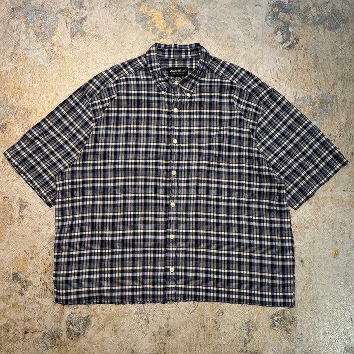 古着 EDDIE BAUER/ エディバウアー/ ボタンダウン半袖シャツ/ リメイク/ チェック柄/ サイズXL