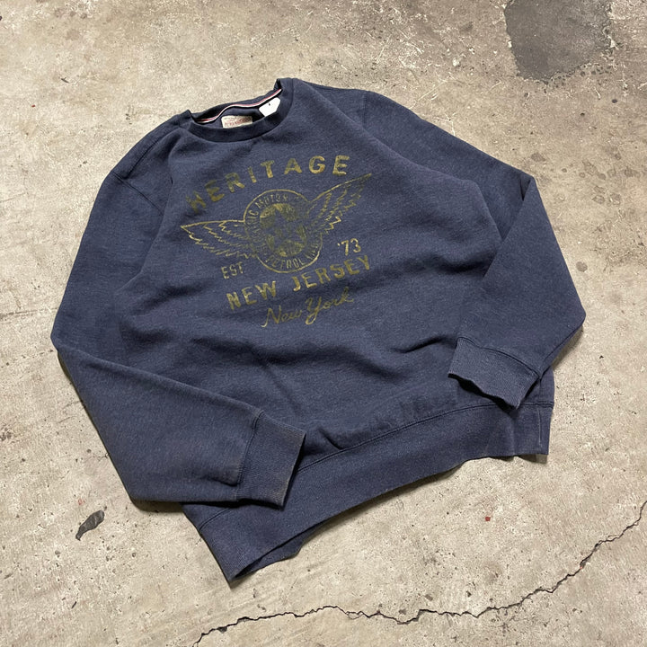 #4100 古着 Unknow/Crew Neck Print Sweat/クルーネックプリントスウェット/HERITAGE / NEW JERSEY/ニュージャージー州/企業系/サイズXL