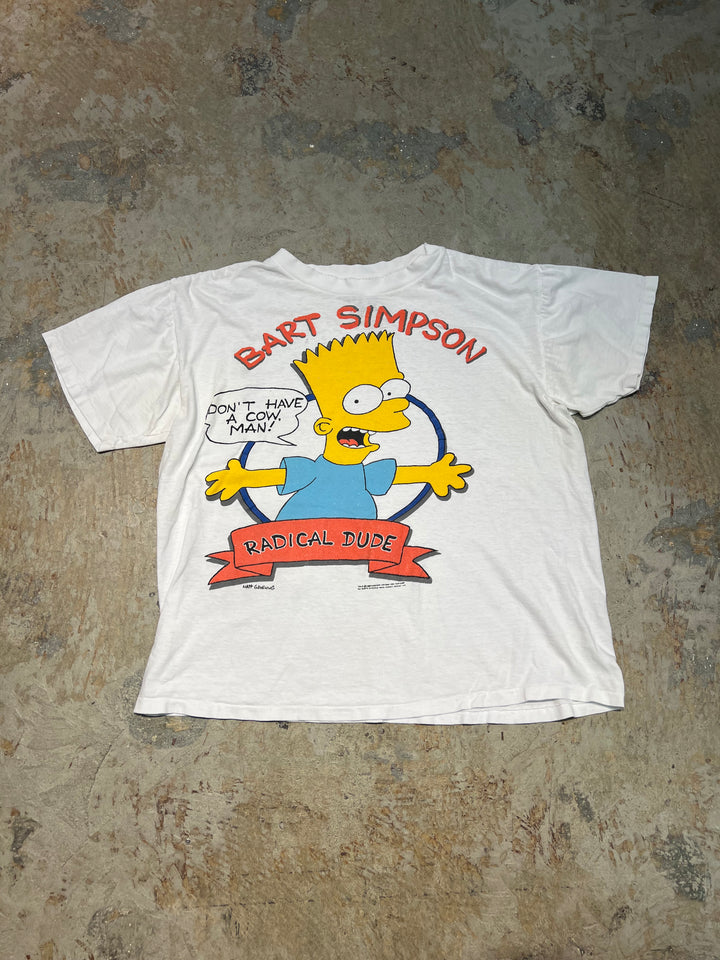 #MA194 古着 USA製 ~90's THE SIMPSONS/シンプソンズ / RADICAL DUDE / 牛を飼うなよ、おい！/ ヴィンテージ シングルステッチ プリントTシャツ/サイズL