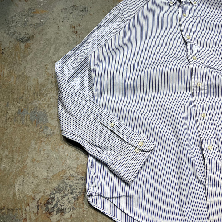 #4401 古着 Ralph Lauren/ラルフローレン/Long Sleeve Button Down Shirt/長袖ボタンダウンシャツ/Stripe/ストライプ/CUSTOM FIT/サイズL相当