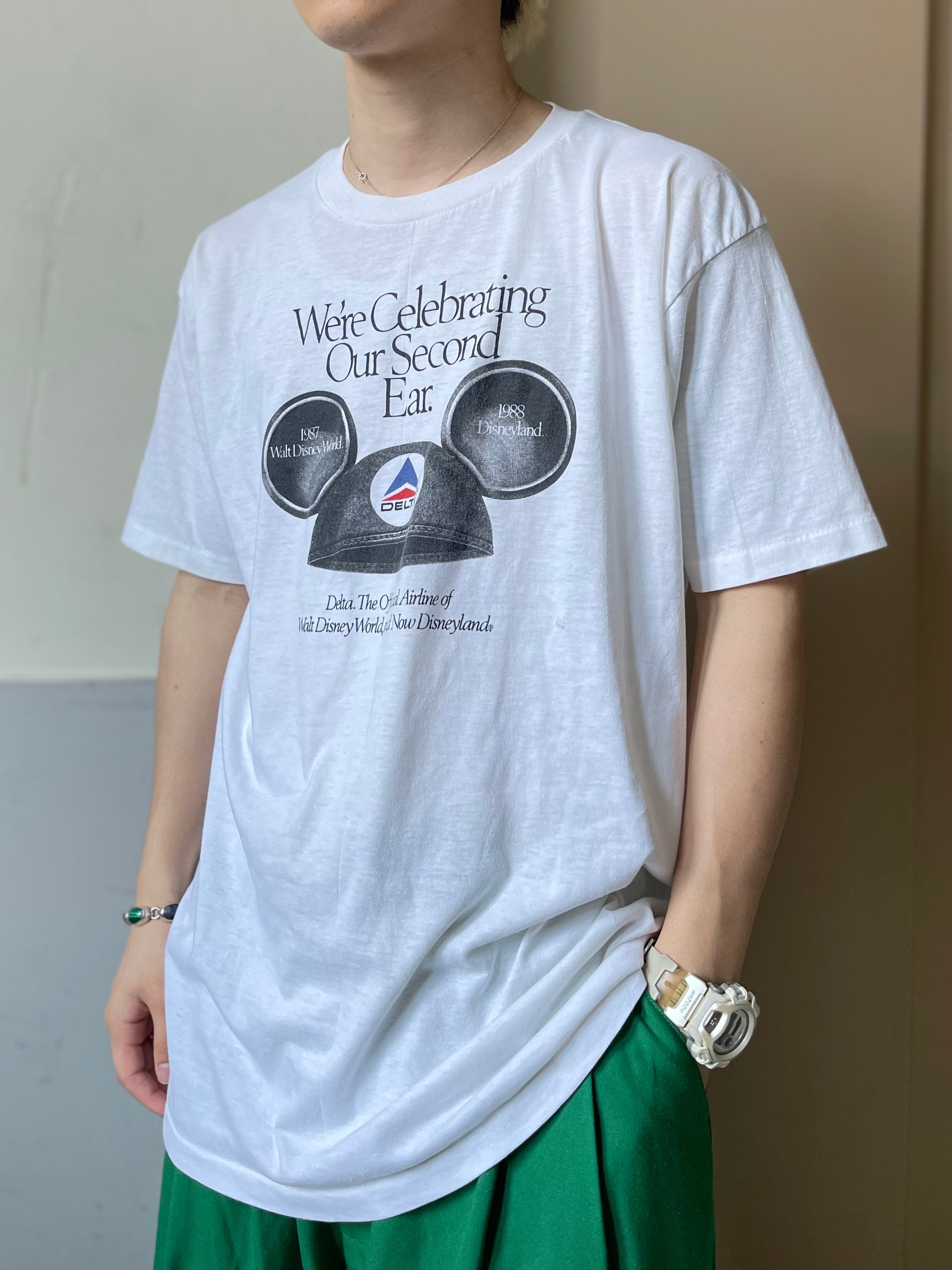 4698 古着希少 80's デルタ航空 ウォルトディズニー/ヴィンテージ シングルステッチ Tシャツ/サイズXL – 古着屋 MUJIN