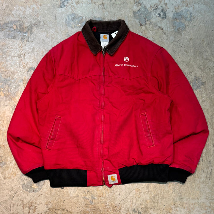 旧衣服Carhartt/汽车心/圣达菲夹克/鸭面料/衬里绗缝/企业标志/衣领灯芯绒/尺寸XL