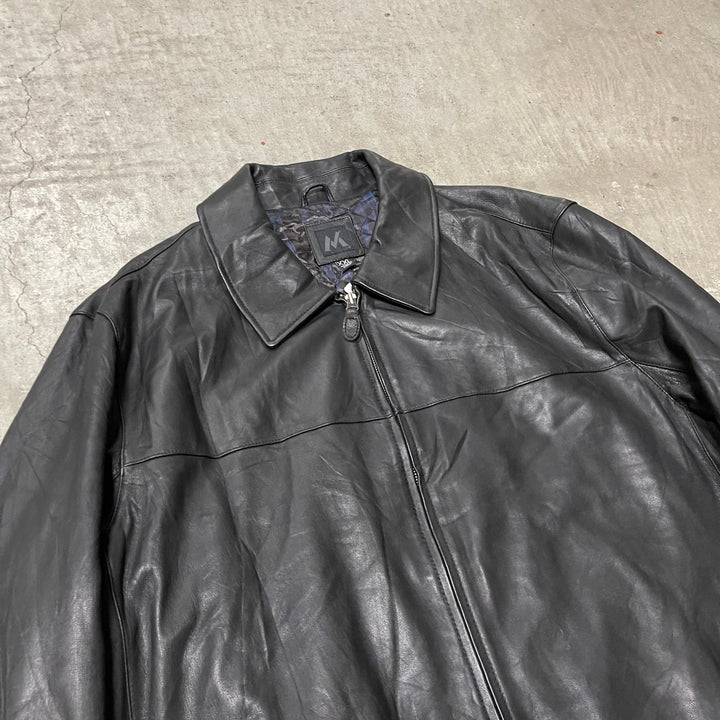 #3732 古着 Unknow/Leather Zip Jacket/レザージャケット/短丈/サイズXXL